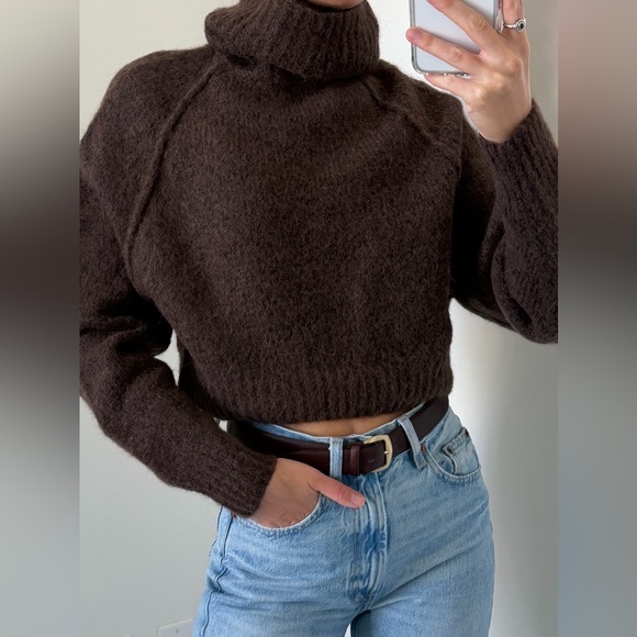 Zara Cozy Brown Turtleneck Sweater - Picture 3 of 12
